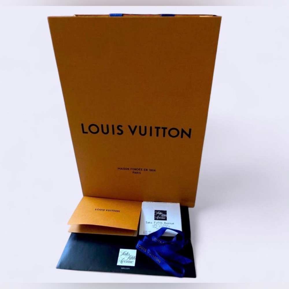 Louis Vuitton shopping bag with receipt, ribbon and receipt holder